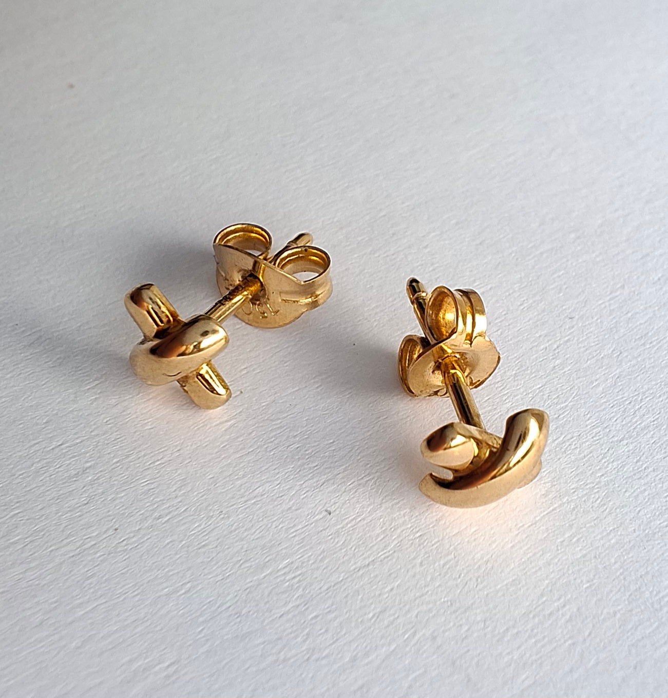Vintage Tiffany & Co Cross Stitch Stud Earrings in Solid 18k Gold