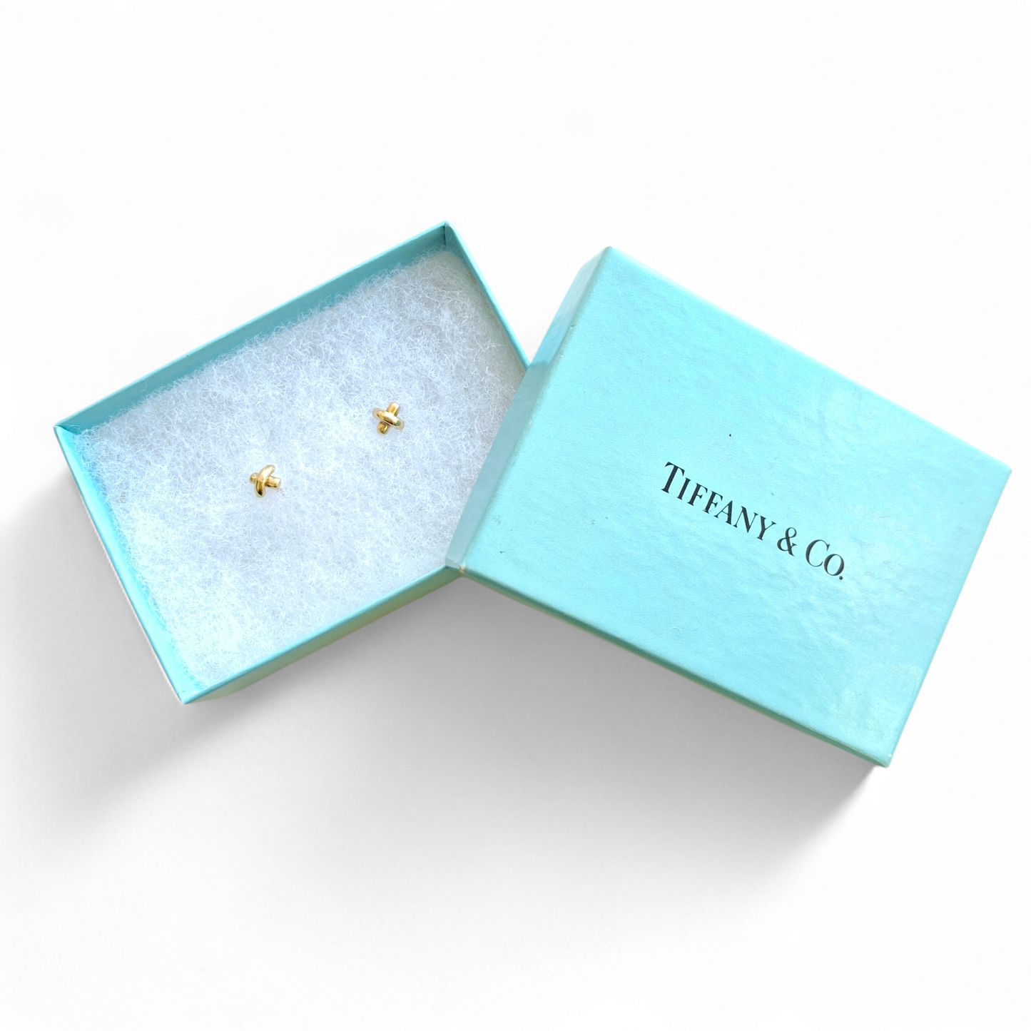 Vintage Tiffany & Co Cross Stitch Stud Earrings in Solid 18k Gold
