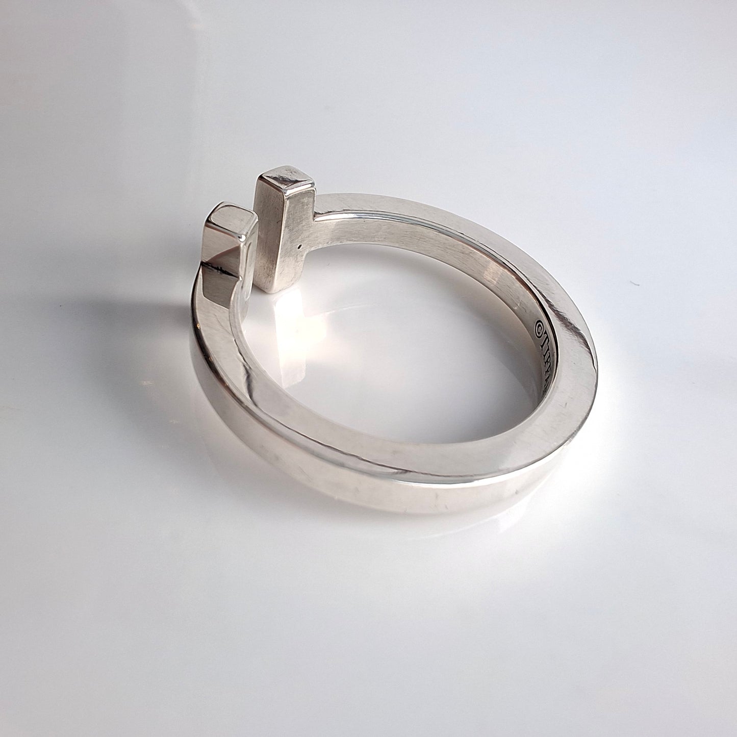 Tiffany & Co Tiffany T Square Ring in 925 Sterling Silver with Pouch and Box