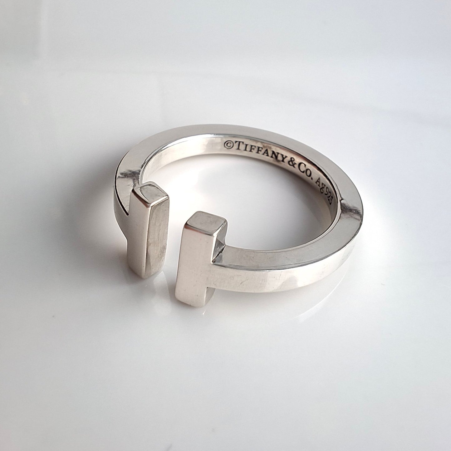 Tiffany & Co Tiffany T Square Ring in 925 Sterling Silver with Pouch and Box
