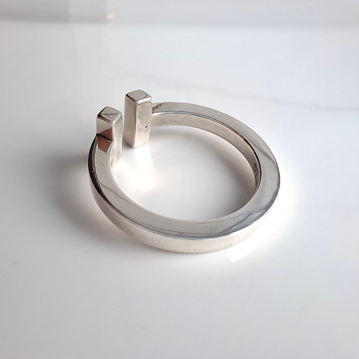 Tiffany & Co Tiffany T Square Ring in 925 Sterling Silver with Pouch and Box