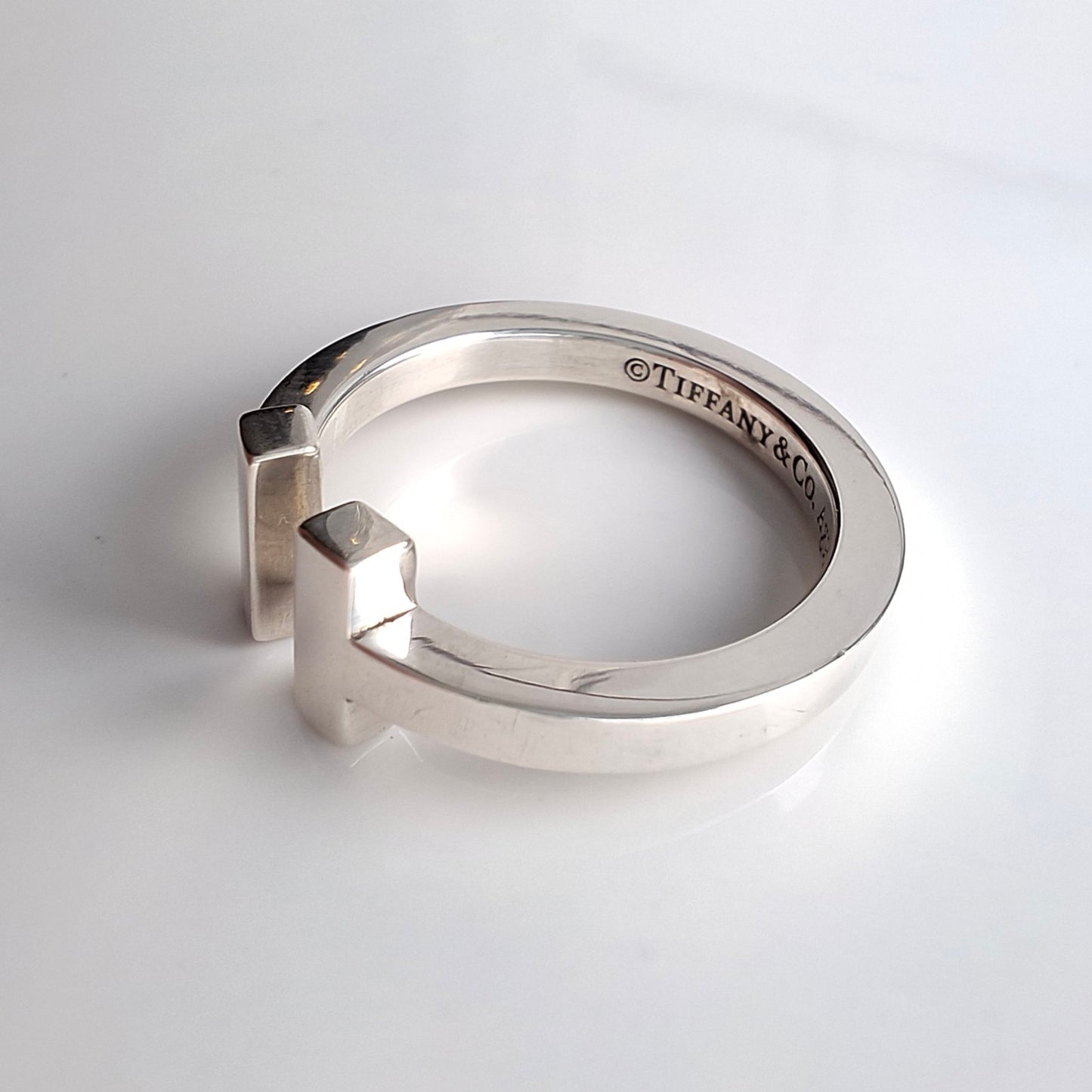 Tiffany & Co Tiffany T Square Ring in 925 Sterling Silver with Pouch and Box