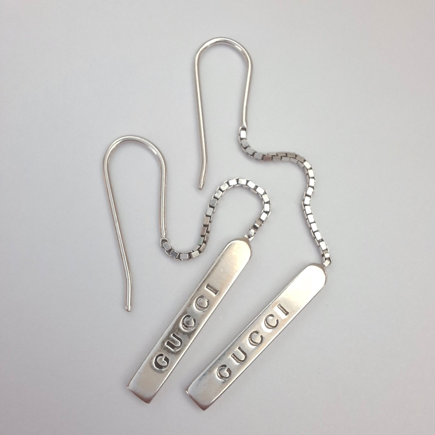 Gucci 18k White Gold Dangle Drop Earrings