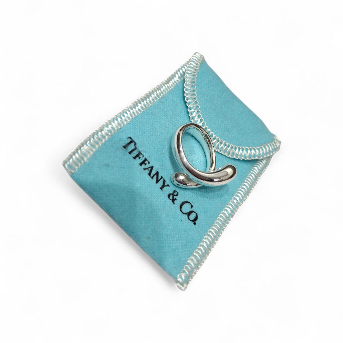 Signed Silver Teardrop Ring designed by Elsa Peretti for Tiffany & Co.