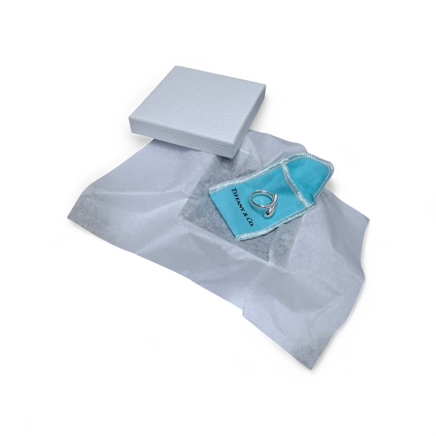 Signed Silver Teardrop Ring designed by Elsa Peretti for Tiffany & Co.