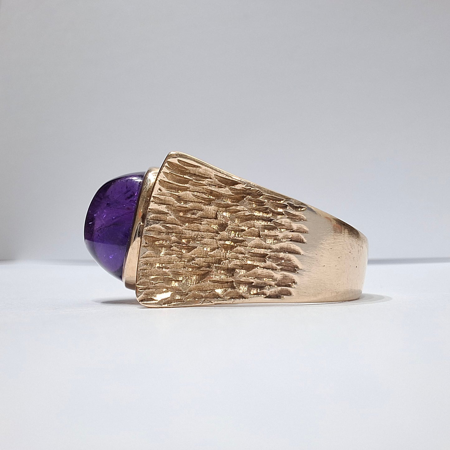 1960s Mid Century Modern Amethyst and Gold Statement Ring by Younger & Brill