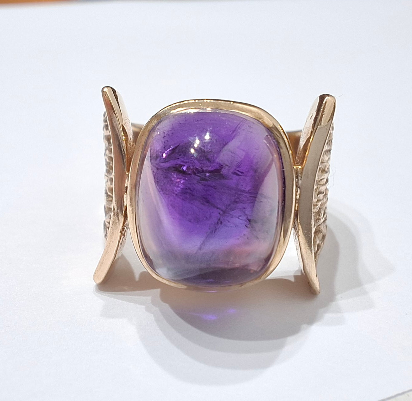 1960s Mid Century Modern Amethyst and Gold Statement Ring by Younger & Brill