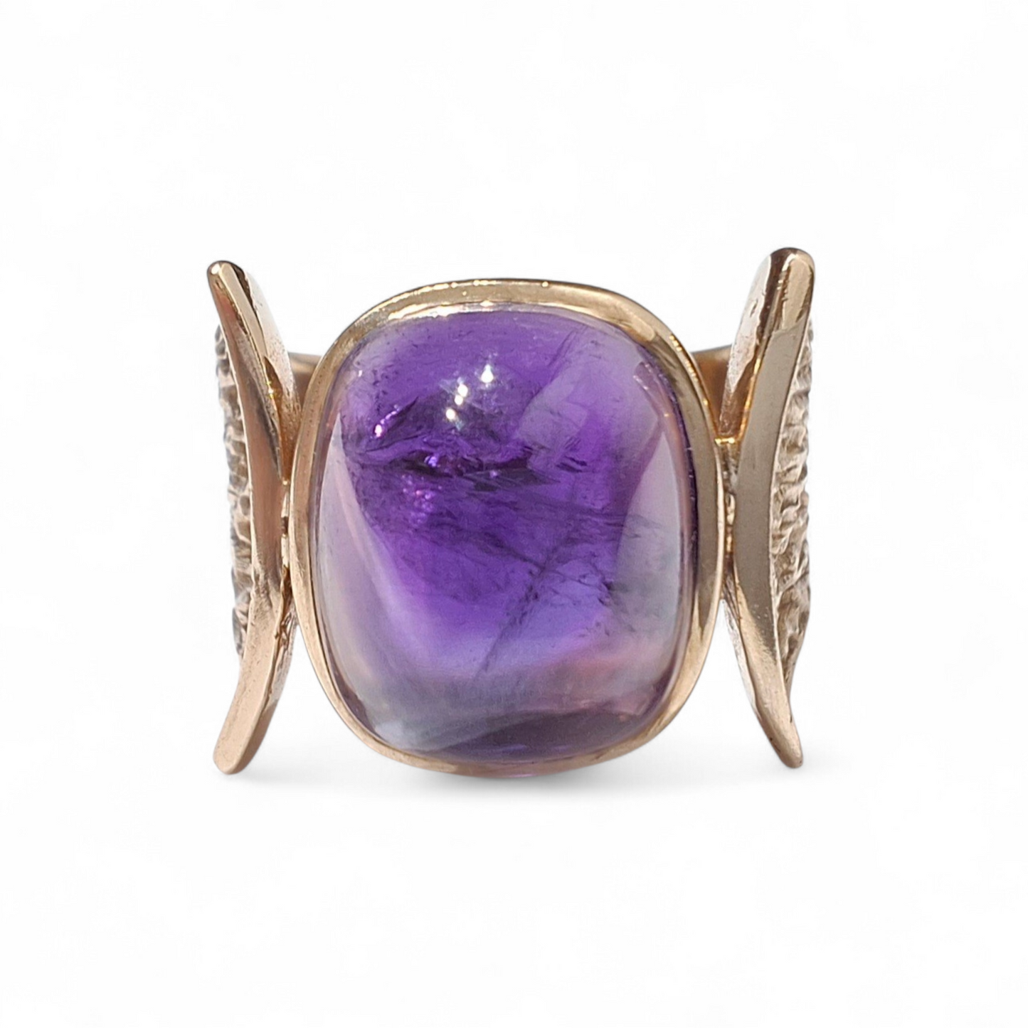1960s Mid Century Modern Amethyst and Gold Statement Ring by Younger & Brill