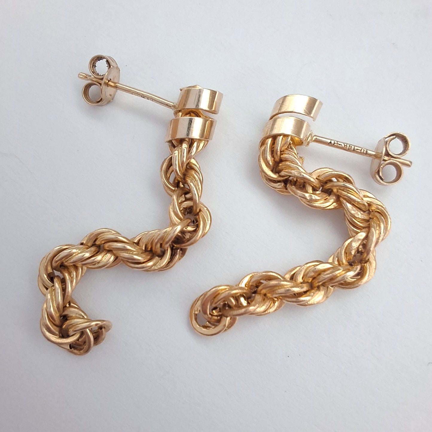 Vintage 1980s Gold Plated Dangle Drop Earrings