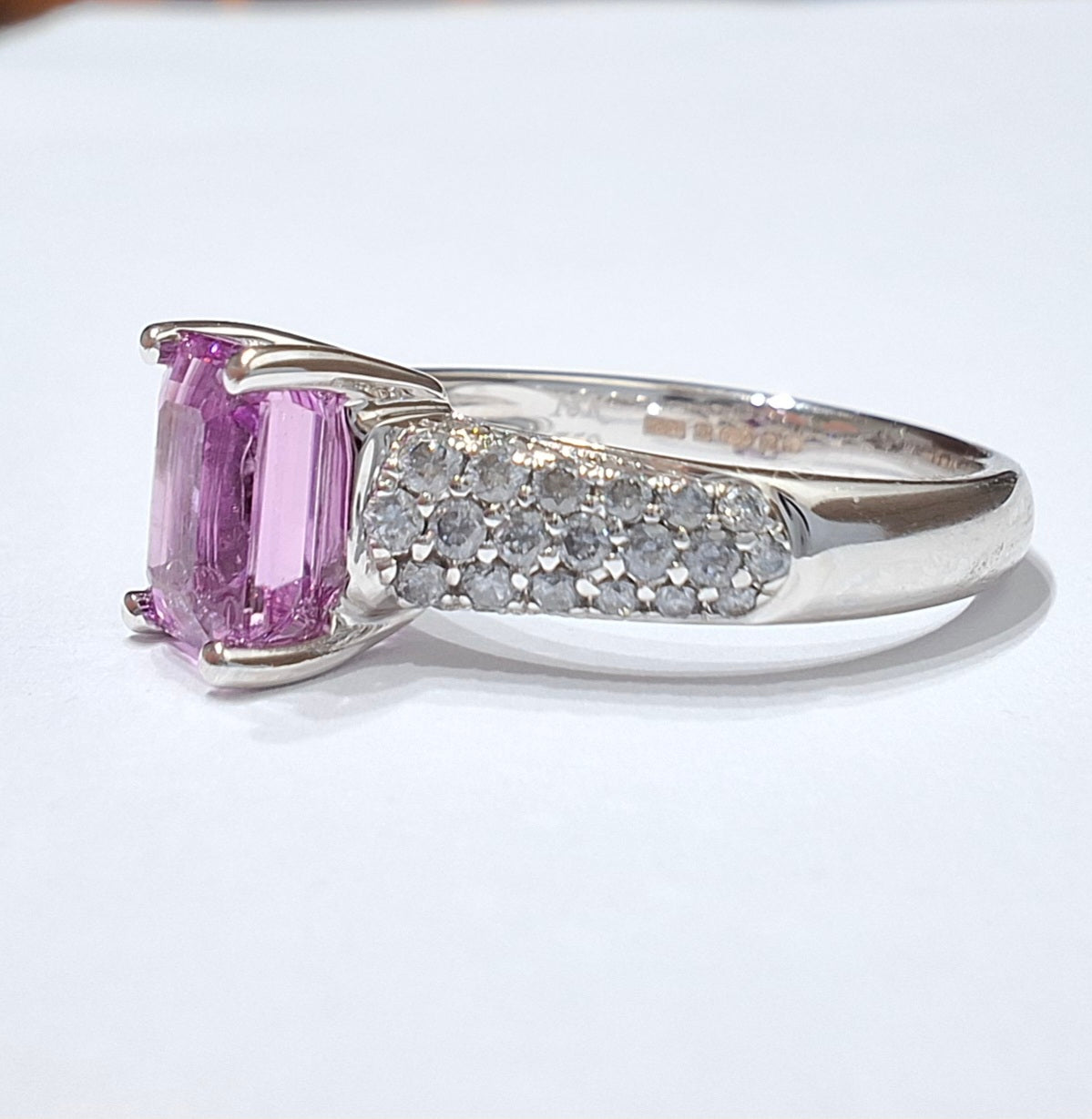 18k White Gold Pink Sapphire & Diamond Dress Ring