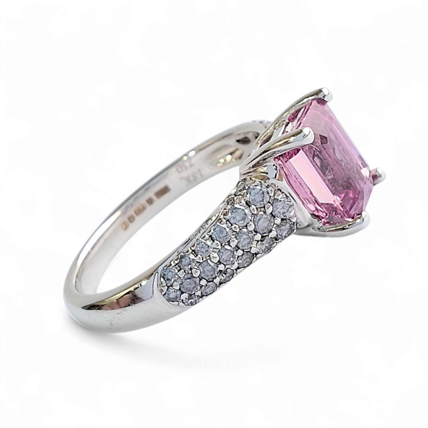 18k White Gold Pink Sapphire & Diamond Dress Ring