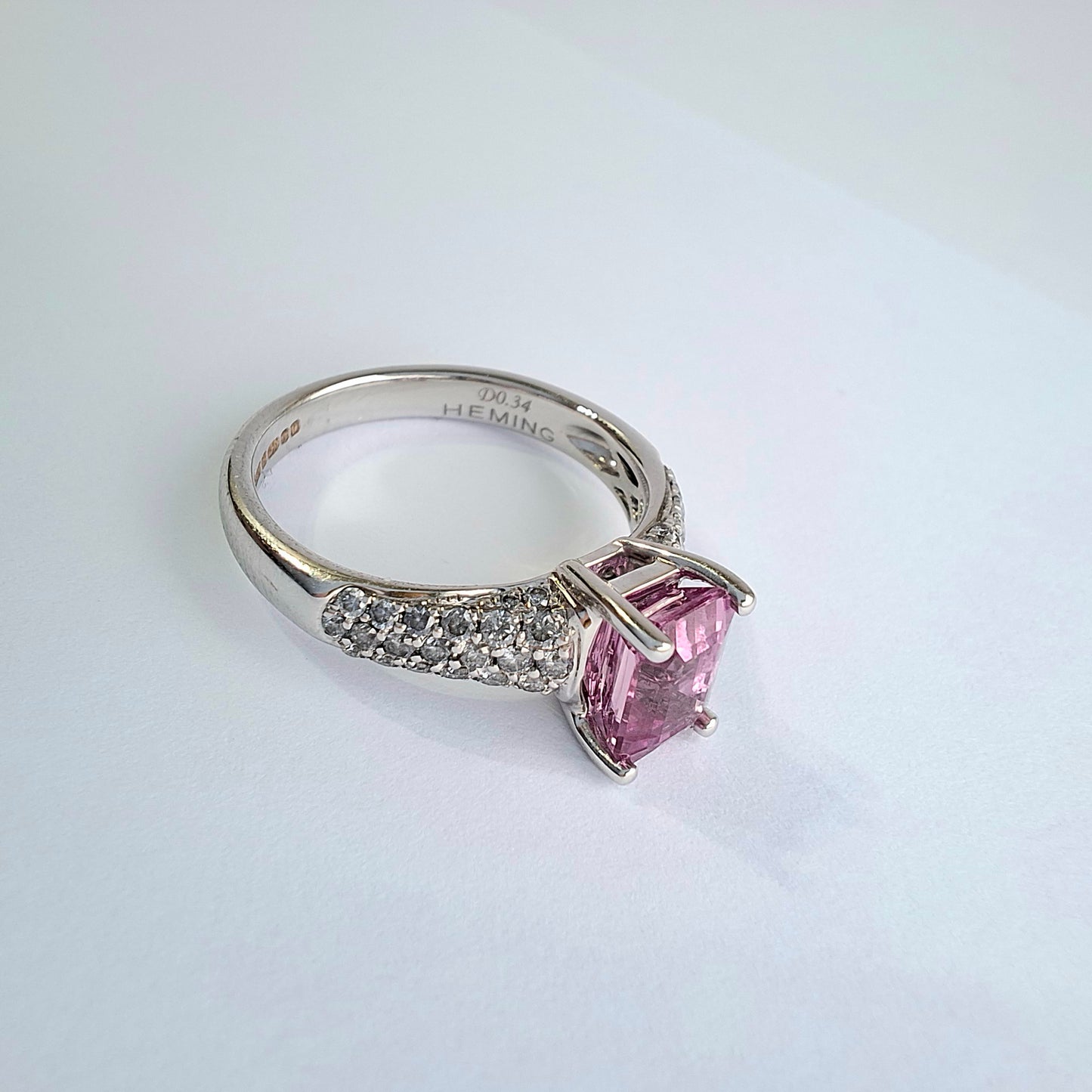 18k White Gold Pink Sapphire & Diamond Dress Ring