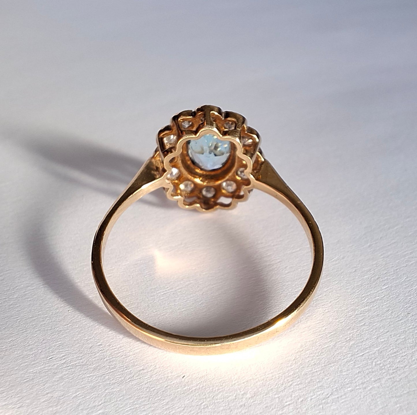 Vintage Edwardian Style Sky Blue Topaz Hallmarked Gold Ring