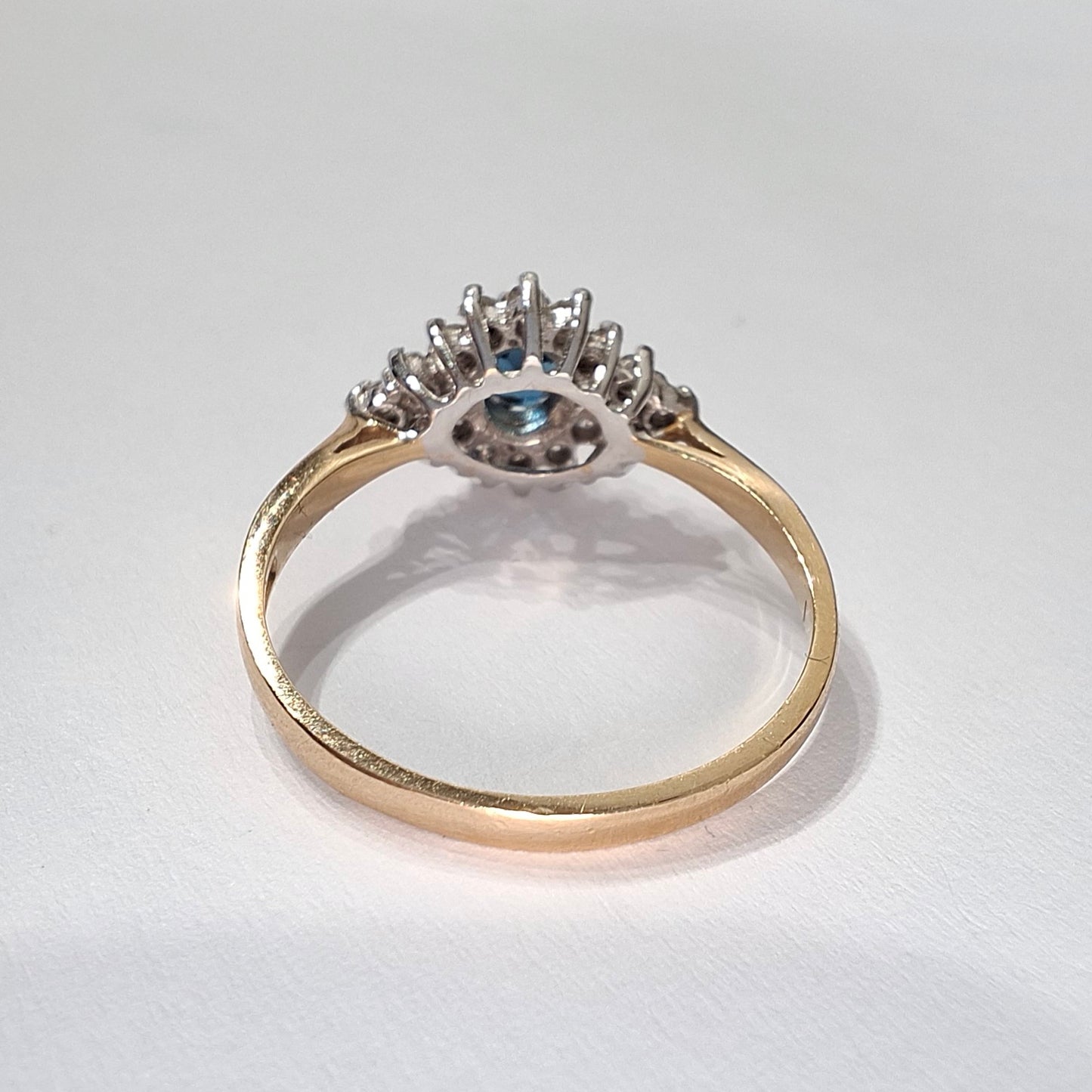 9ct Gold London Blue Topaz & Crystal Halo Ring