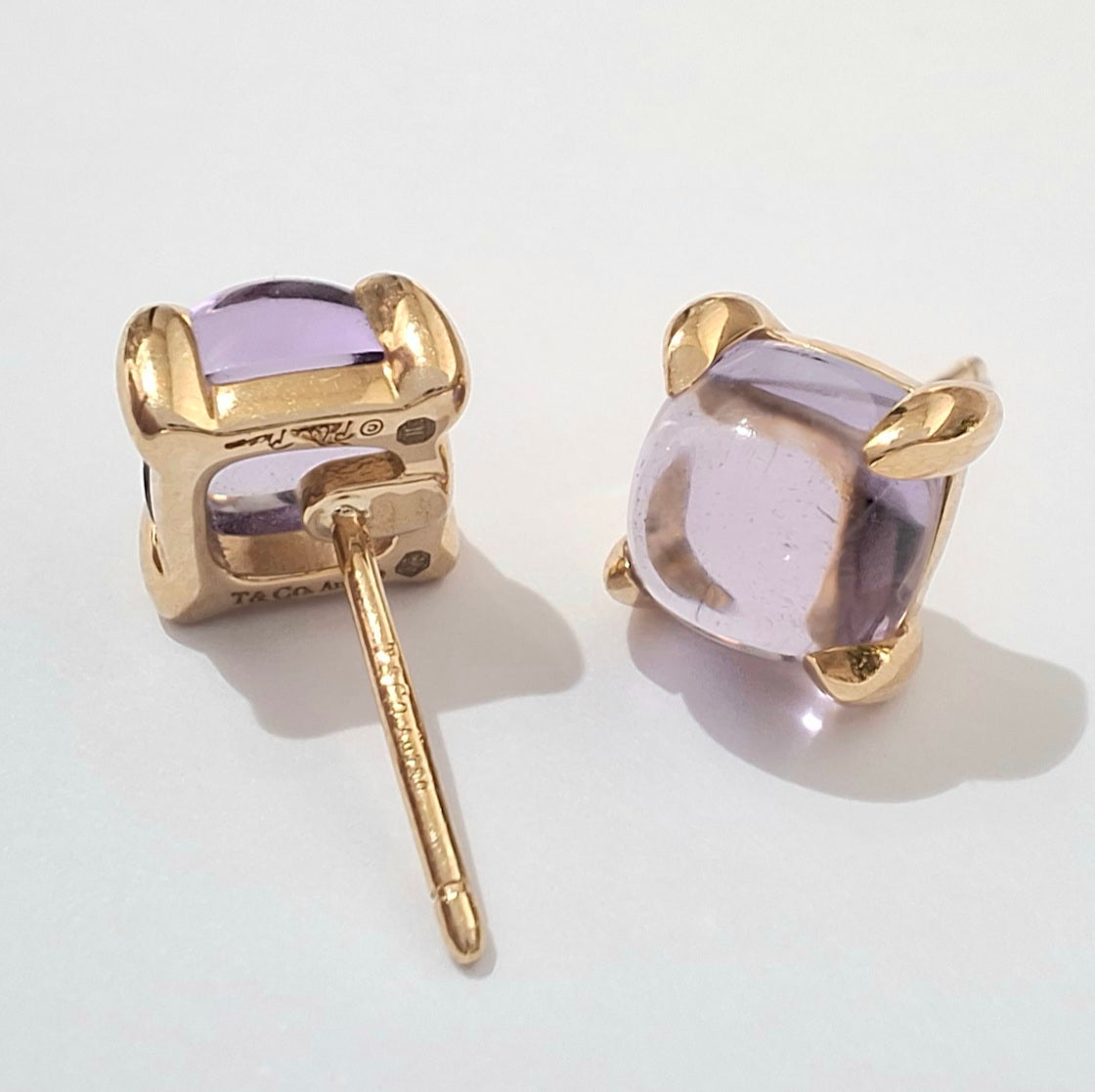 Amethyst Sugar Stack Earrings designed by Paloma Picasso for Tiffany & Co in 18k Gold
