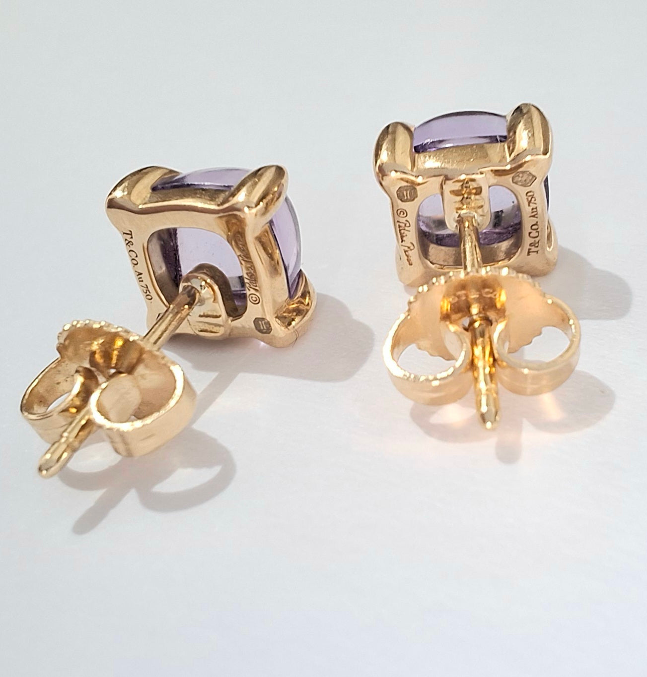 Amethyst Sugar Stack Earrings designed by Paloma Picasso for Tiffany & Co in 18k Gold