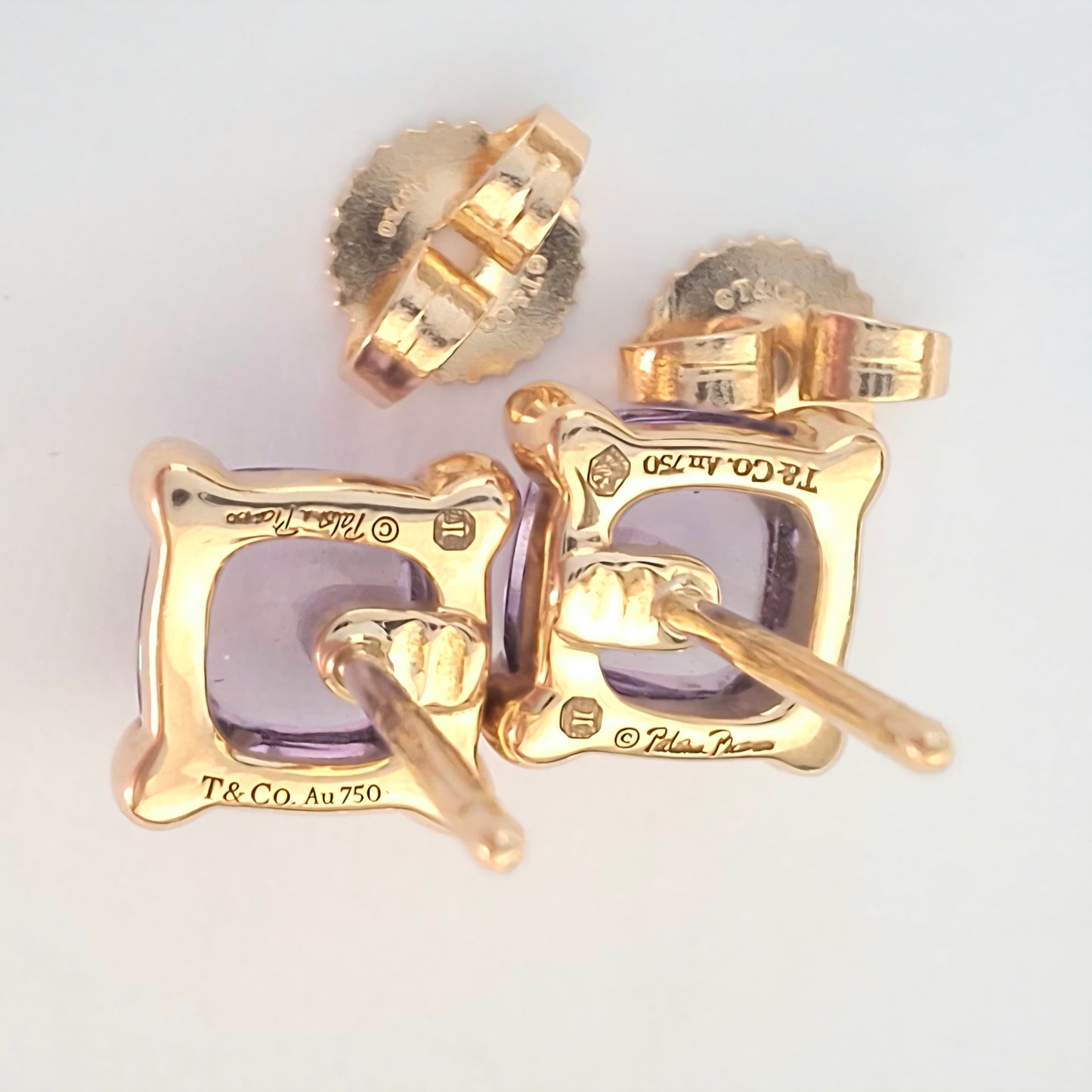 Amethyst Sugar Stack Earrings designed by Paloma Picasso for Tiffany & Co in 18k Gold