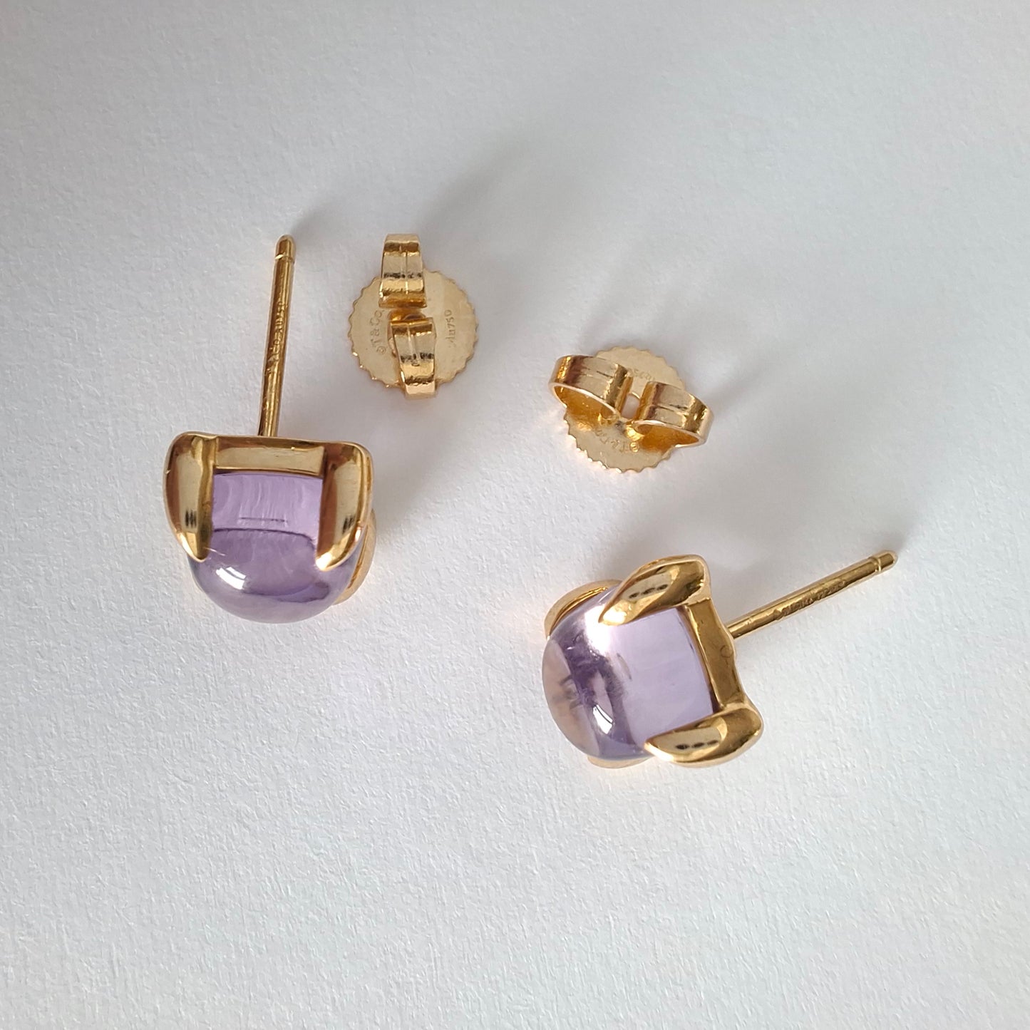 Amethyst Sugar Stack Earrings designed by Paloma Picasso for Tiffany & Co in 18k Gold