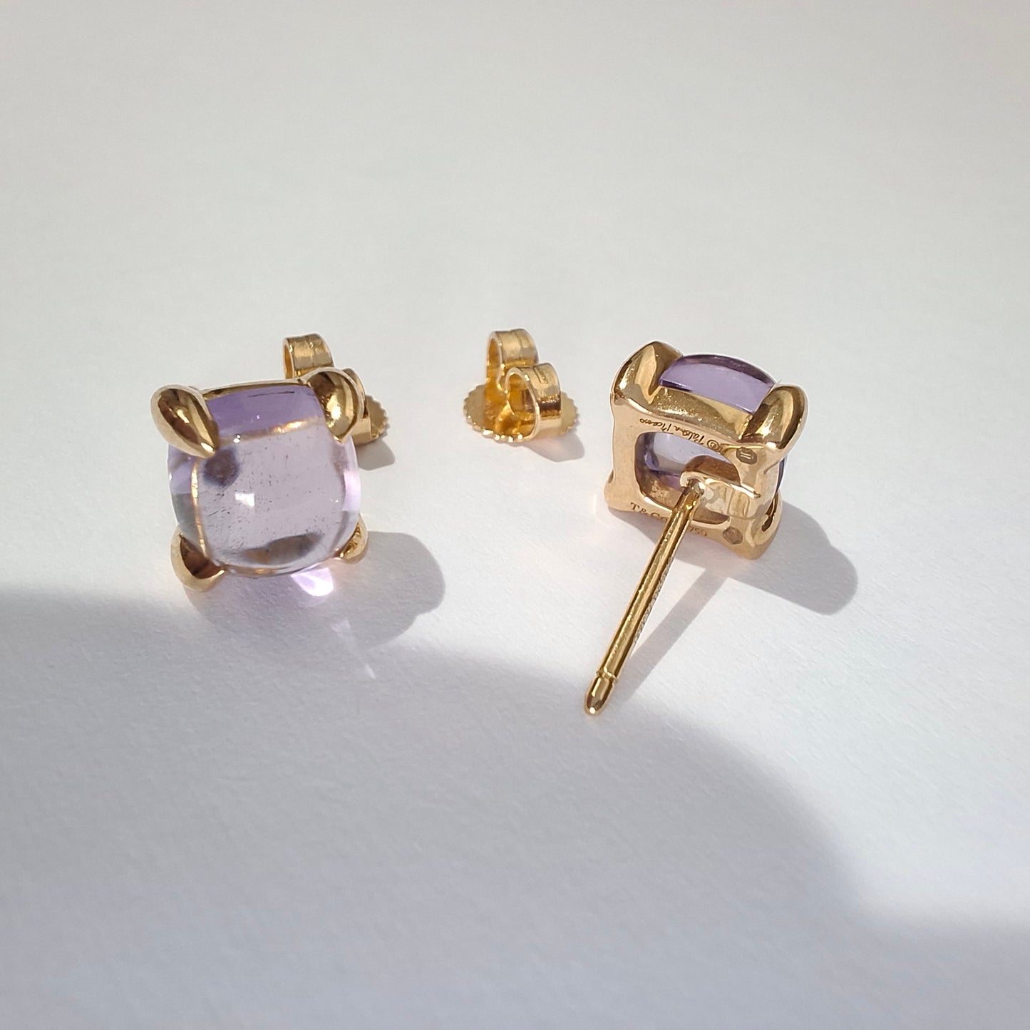 Amethyst Sugar Stack Earrings designed by Paloma Picasso for Tiffany & Co in 18k Gold