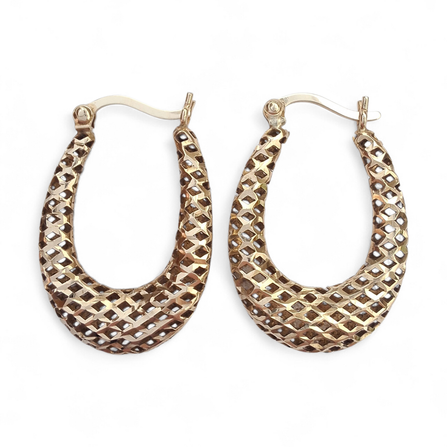 Vintage 9ct Gold Filigree Hoop Earrings