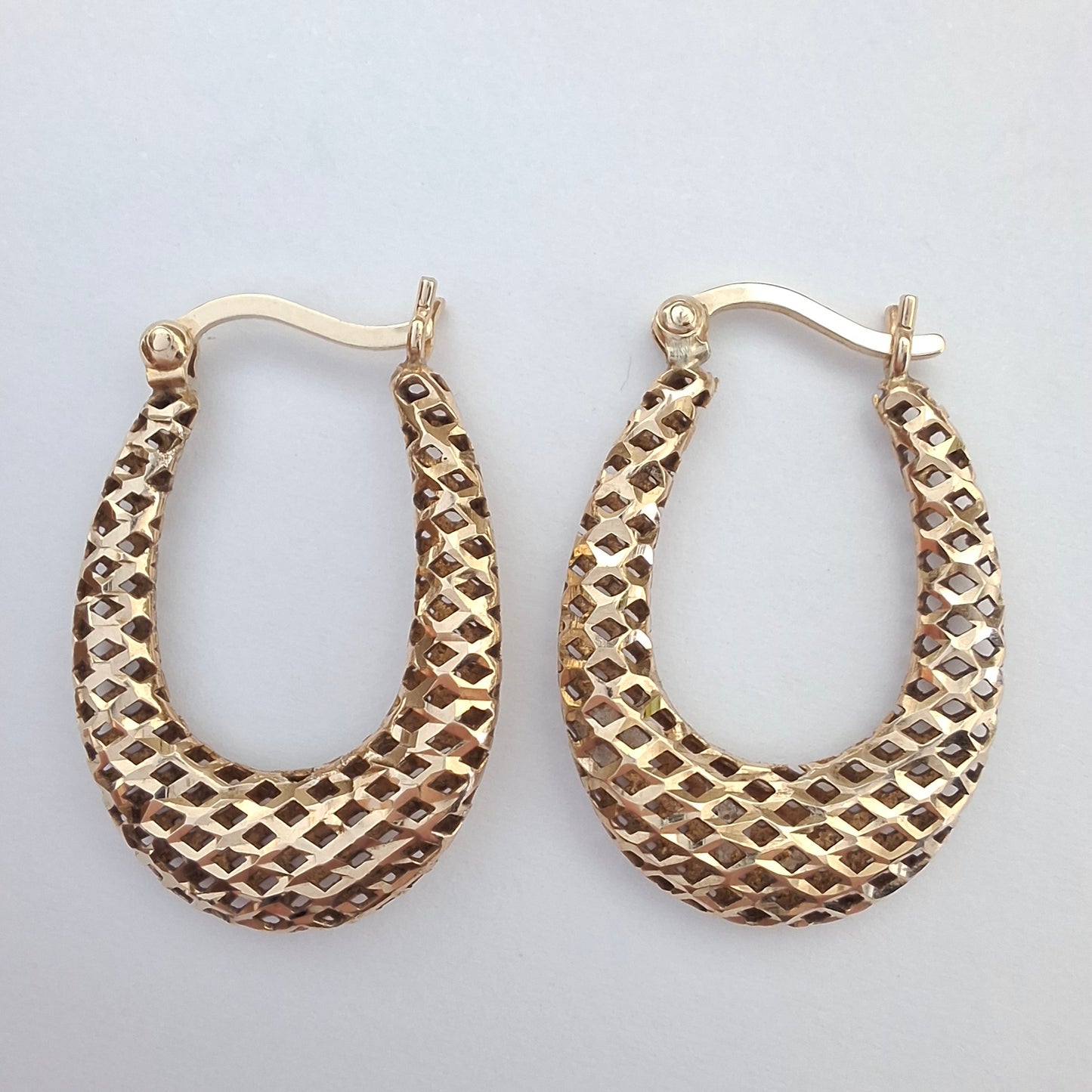 Vintage 9ct Gold Filigree Hoop Earrings