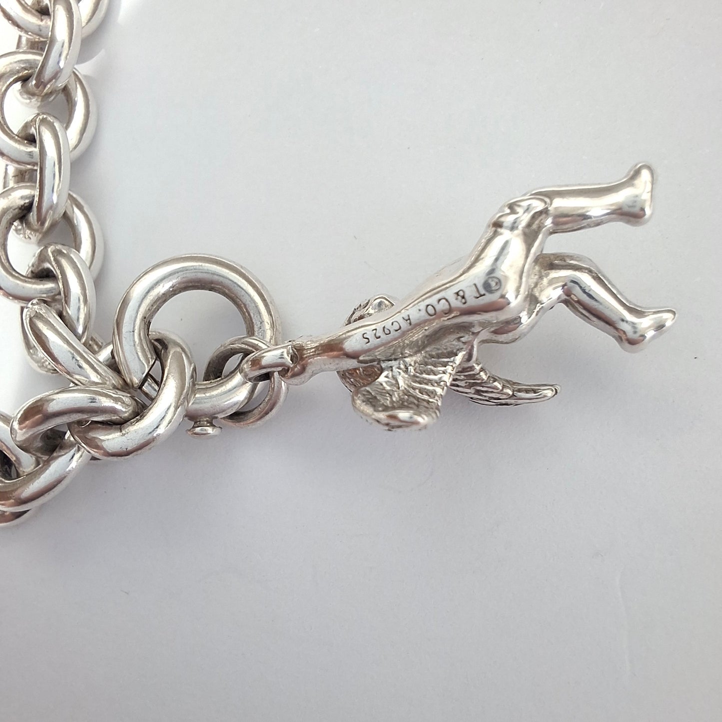 Vintage Tiffany & Co. Winged Cherub Angel Charm Bracelet in Hallmarked Sterling Silver
