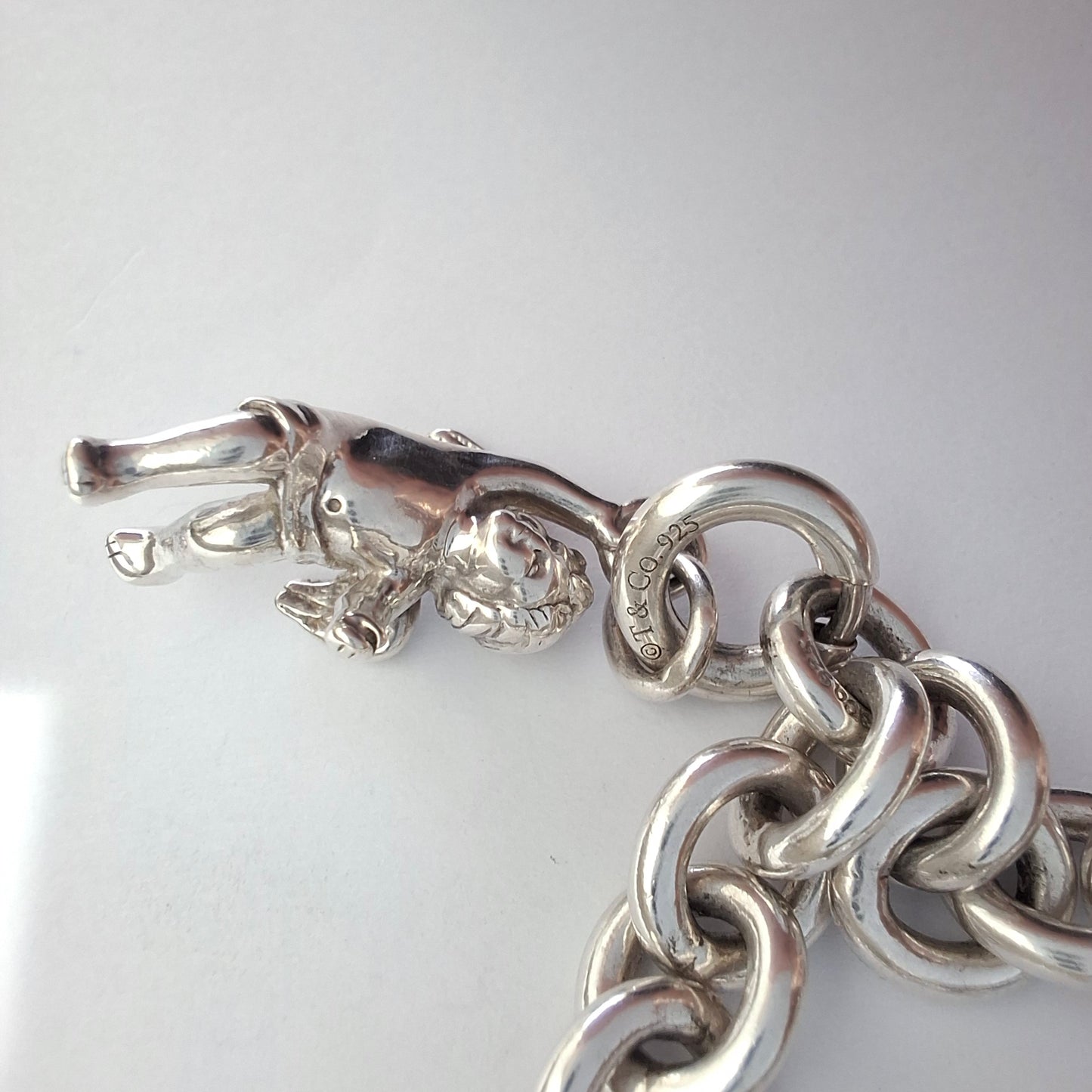Vintage Tiffany & Co. Winged Cherub Angel Charm Bracelet in Hallmarked Sterling Silver