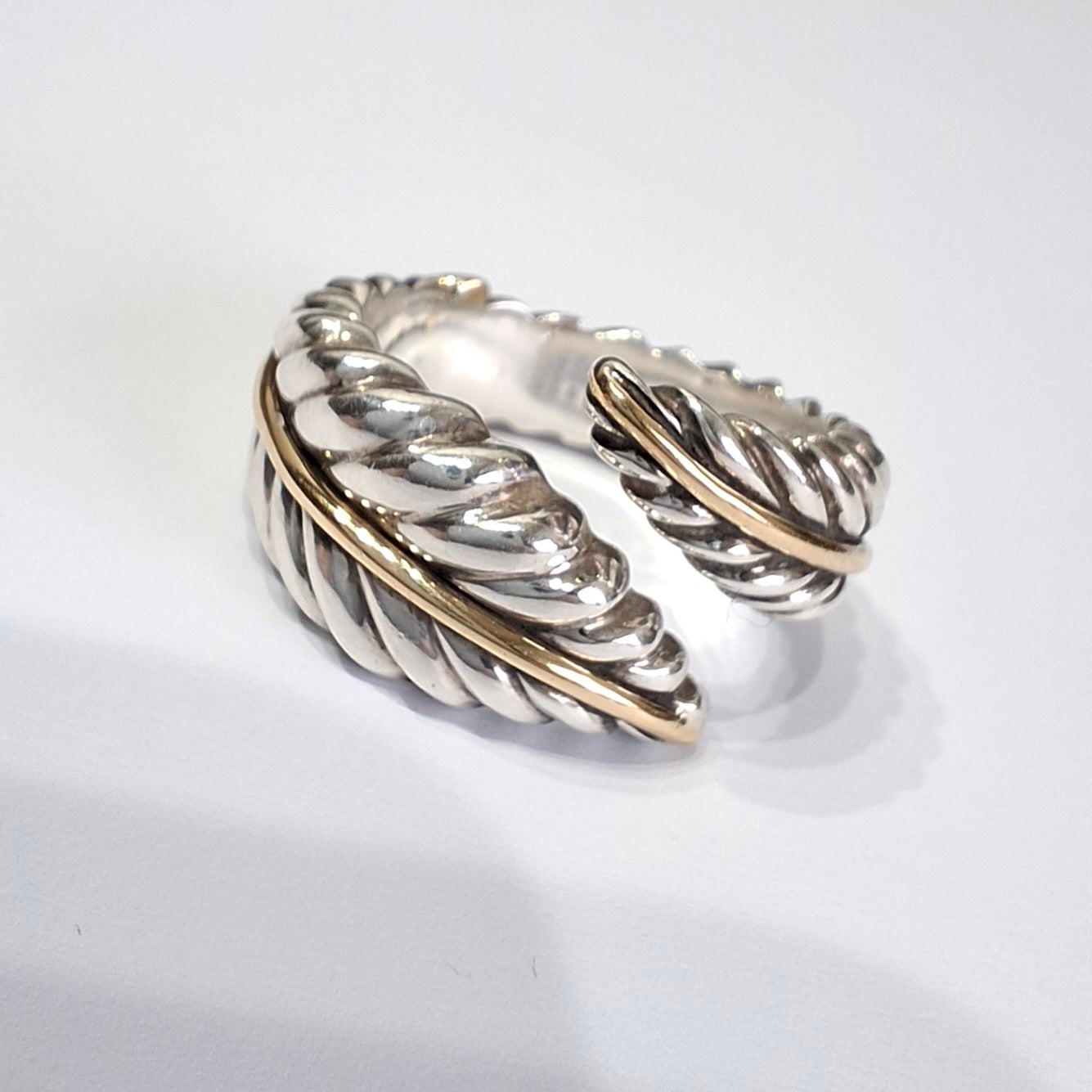 Vintage Tiffany & Co Feather Ring in 925 Sterling Silver and 18k Gold