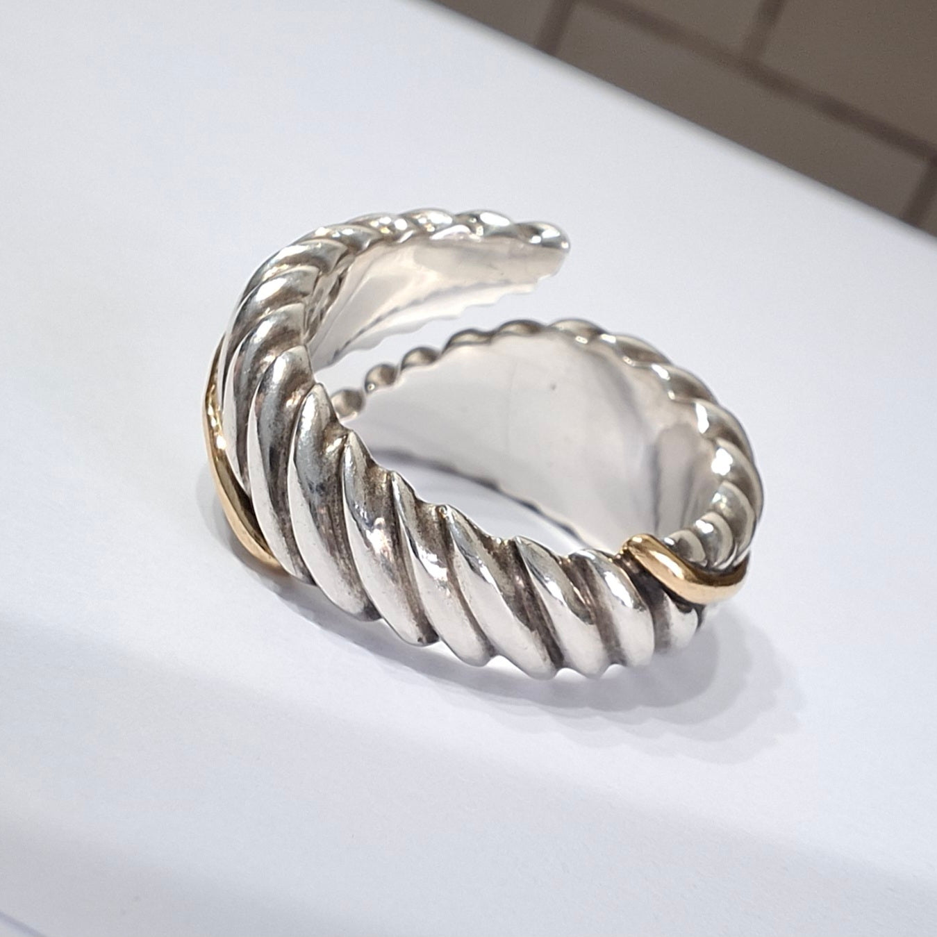 Vintage Tiffany & Co Feather Ring in 925 Sterling Silver and 18k Gold