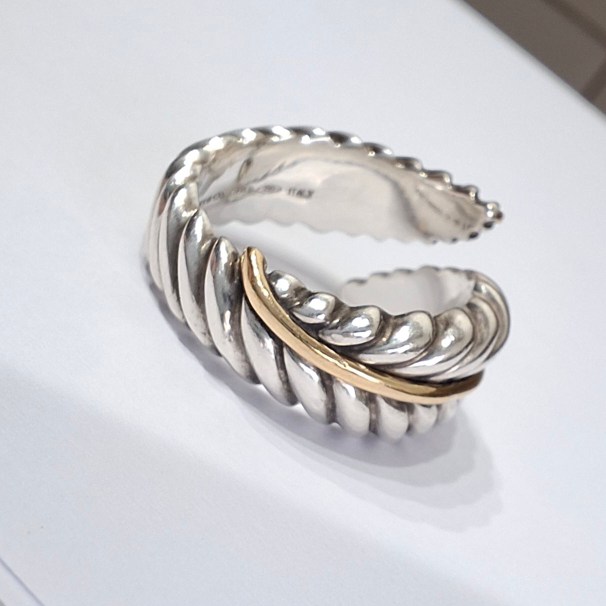 Vintage Tiffany & Co Feather Ring in 925 Sterling Silver and 18k Gold