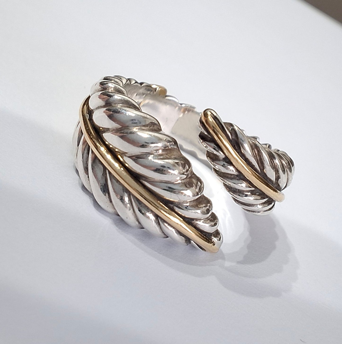 Vintage Tiffany & Co Feather Ring in 925 Sterling Silver and 18k Gold