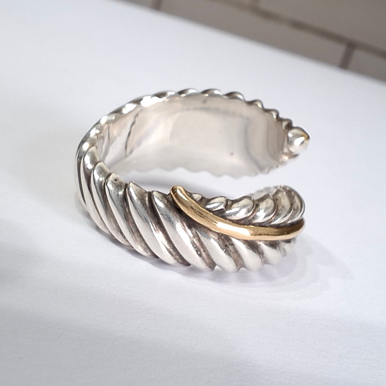 Vintage Tiffany & Co Feather Ring in 925 Sterling Silver and 18k Gold