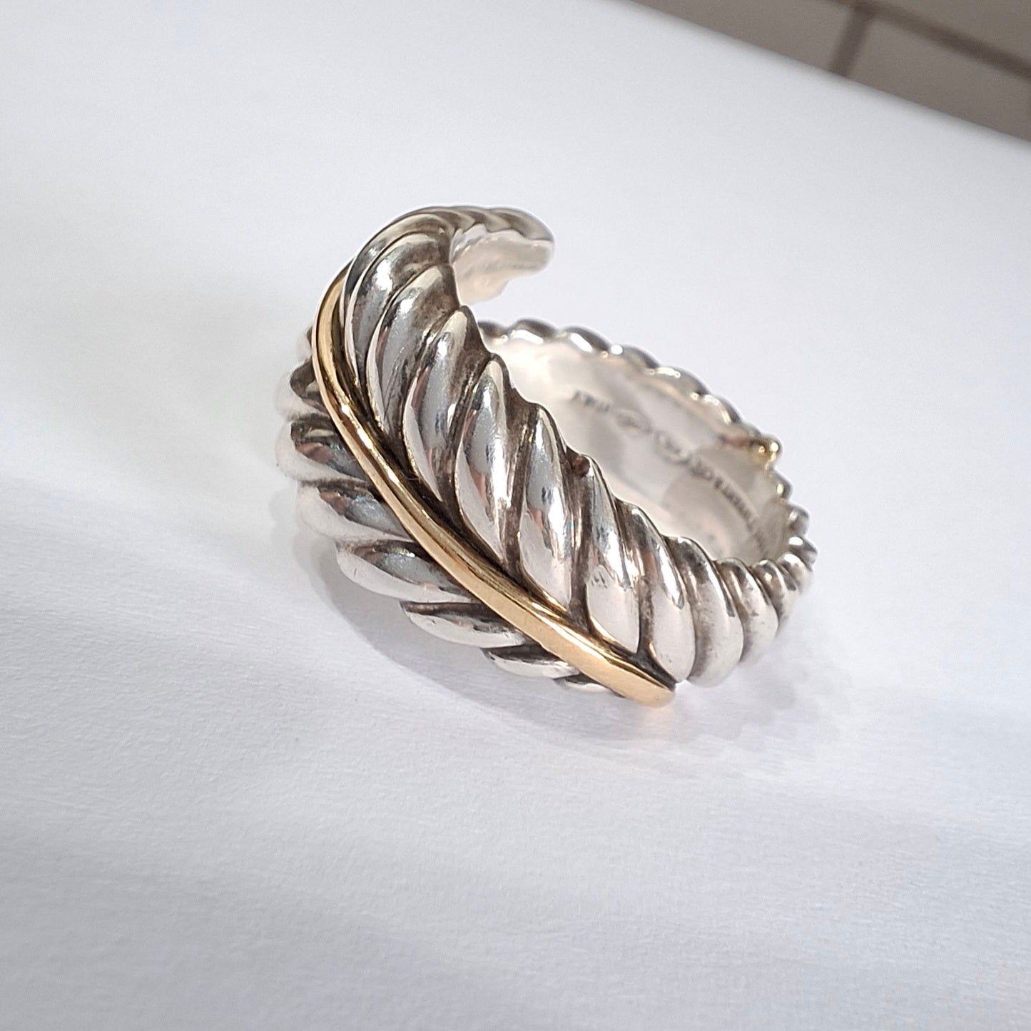 Vintage Tiffany & Co Feather Ring in 925 Sterling Silver and 18k Gold