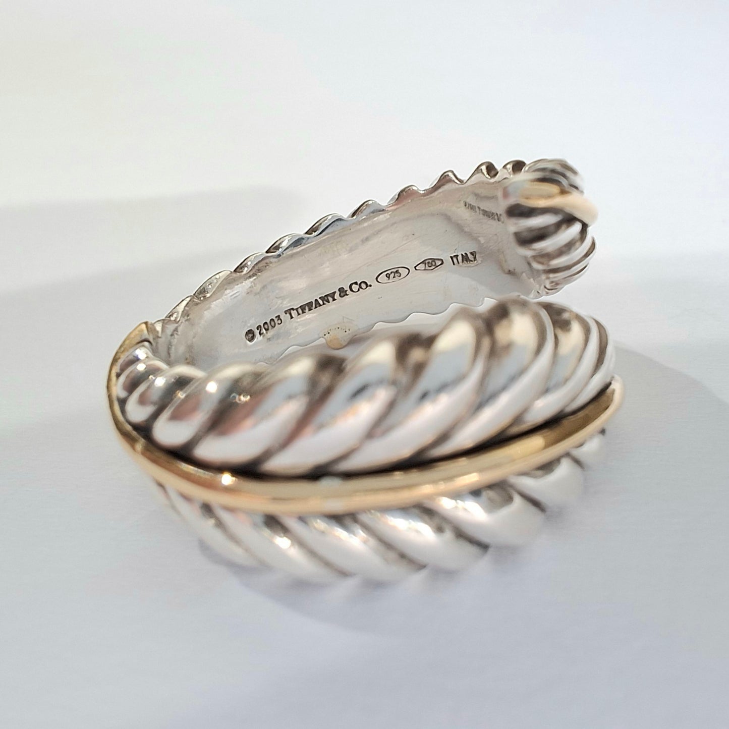 Vintage Tiffany & Co Feather Ring in 925 Sterling Silver and 18k Gold