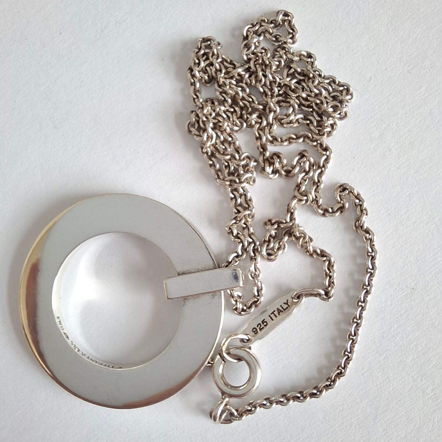 Vintage Tiffany & Co 1837 Circle Pendant Necklace in 925 Sterling Silver
