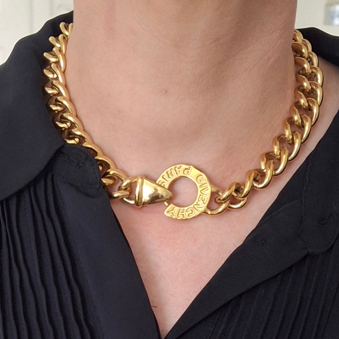 Vintage Givenchy Paris Gold Plated Chunky Necklace