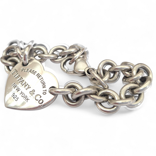 Vintage Tiffany & Co Heart Tag Return To Tiffany Bracelet in 925 Sterling Silver