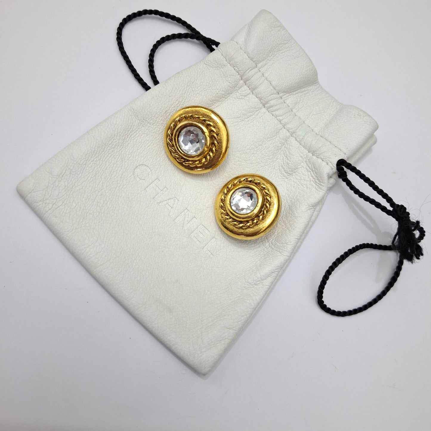 Vintage Chanel Crystal Gold Plated Earrings