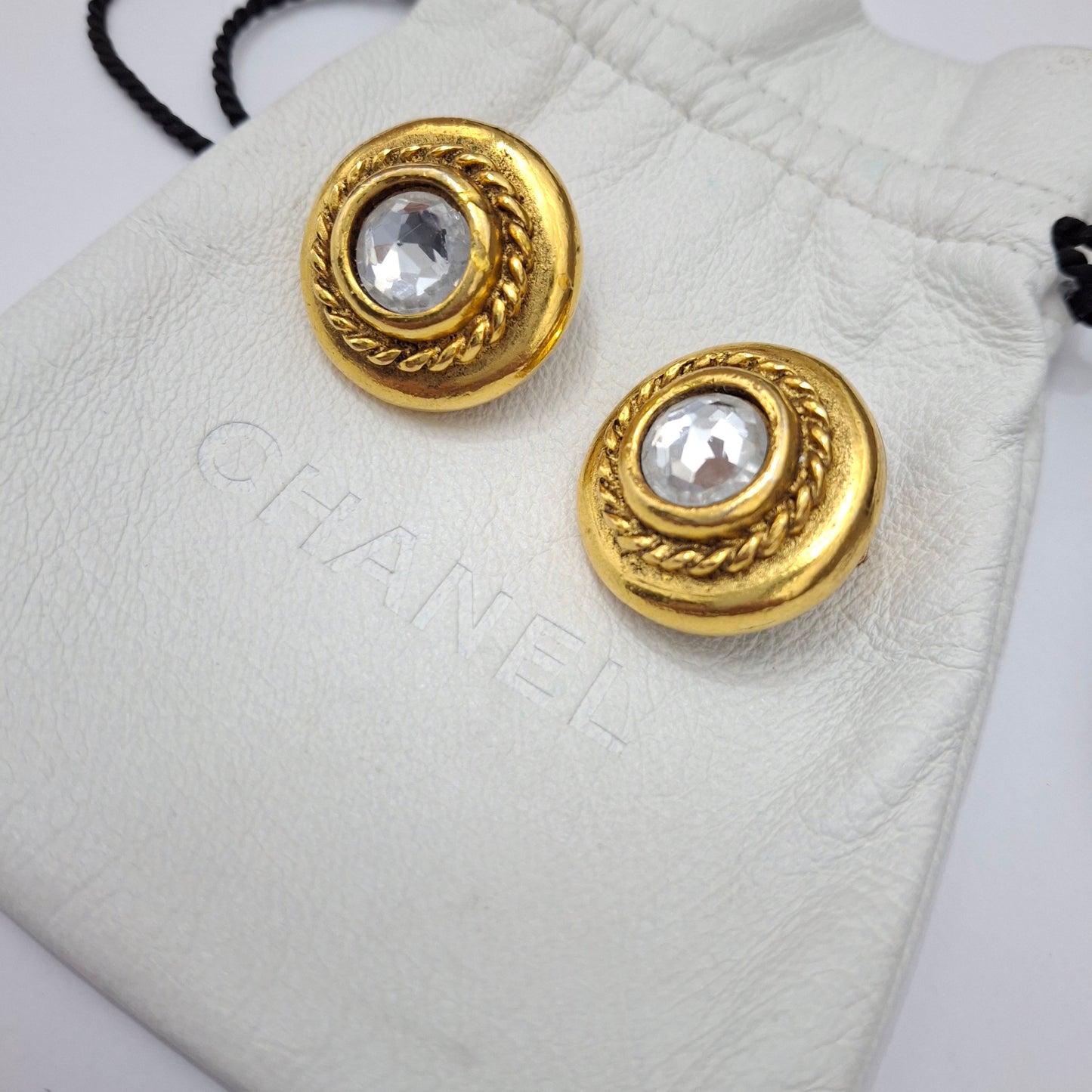 Vintage Chanel Crystal Gold Plated Earrings