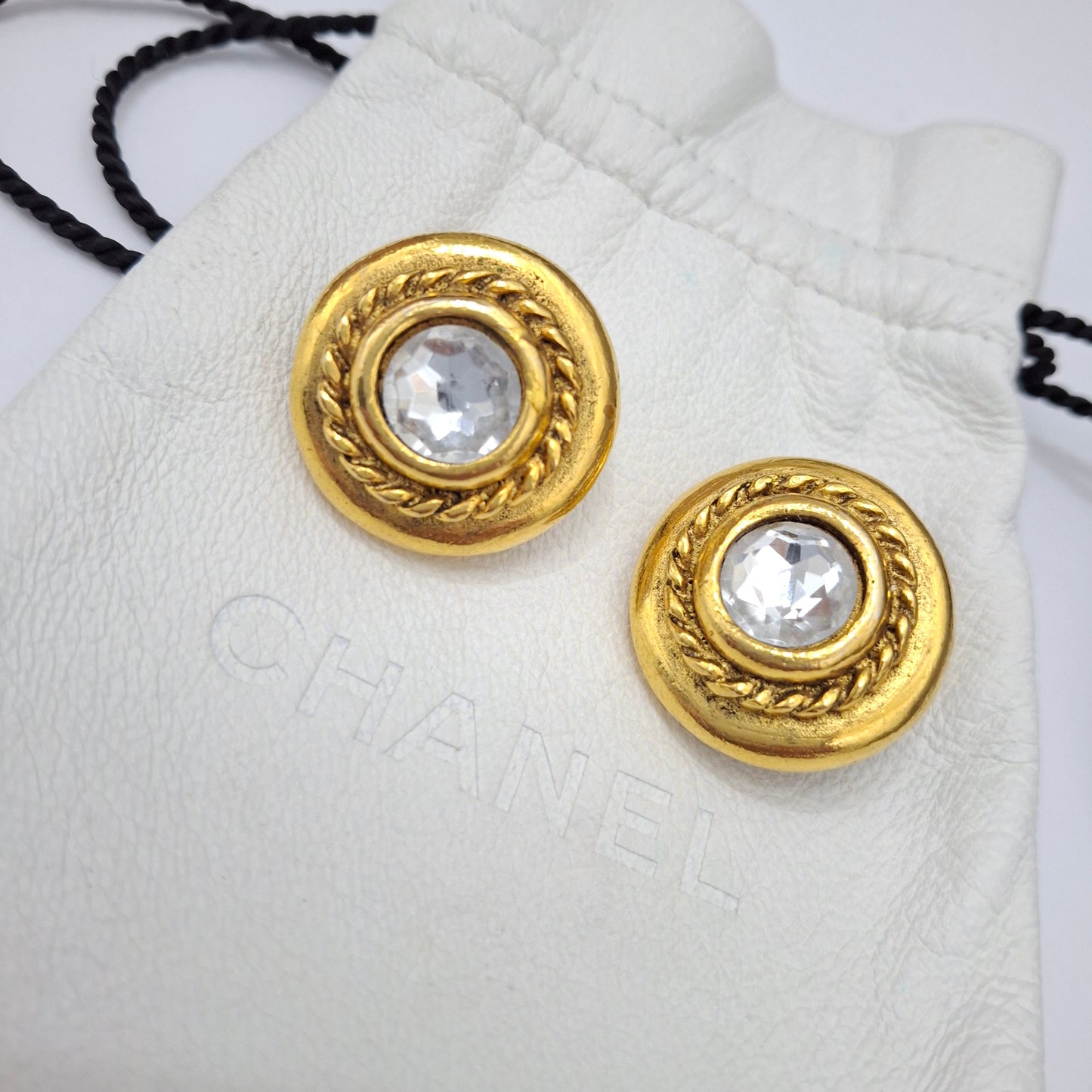 Vintage Chanel Crystal Gold Plated Earrings