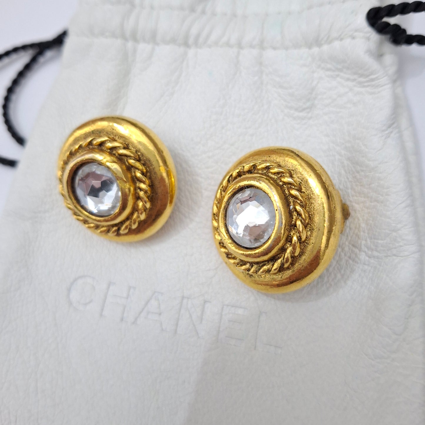 Vintage Chanel Crystal Gold Plated Earrings