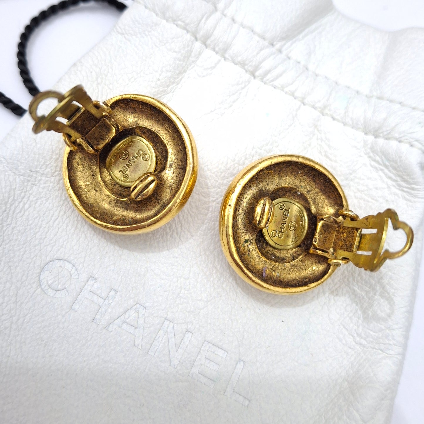 Vintage Chanel Crystal Gold Plated Earrings