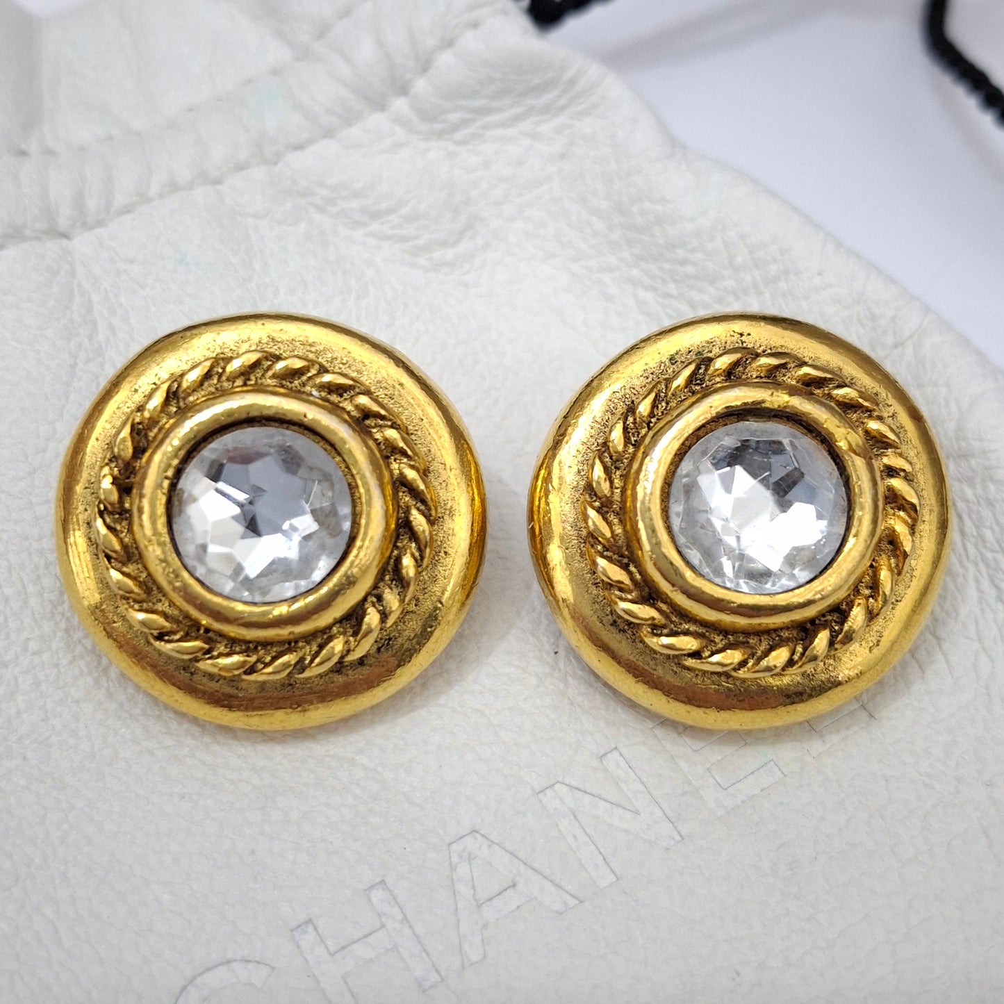 Vintage Chanel Crystal Gold Plated Earrings