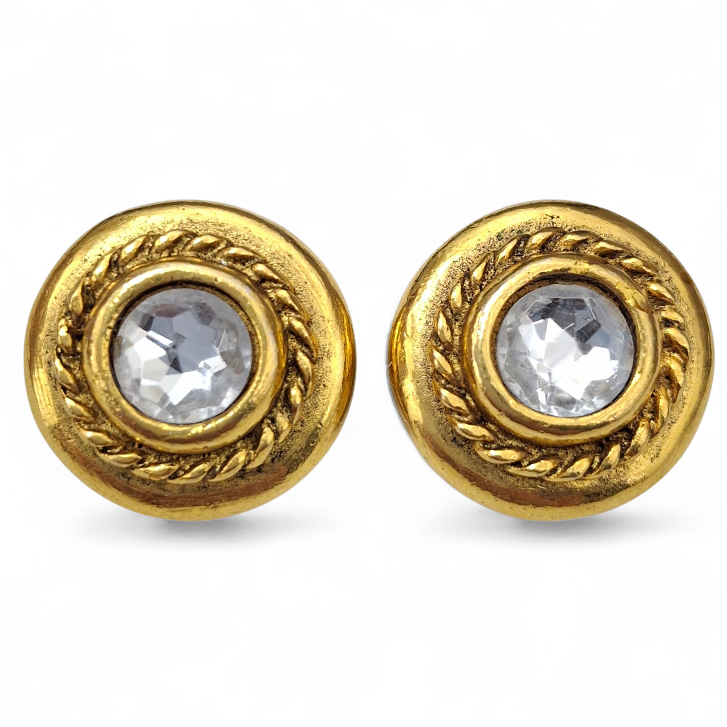 Vintage Chanel Crystal Gold Plated Earrings