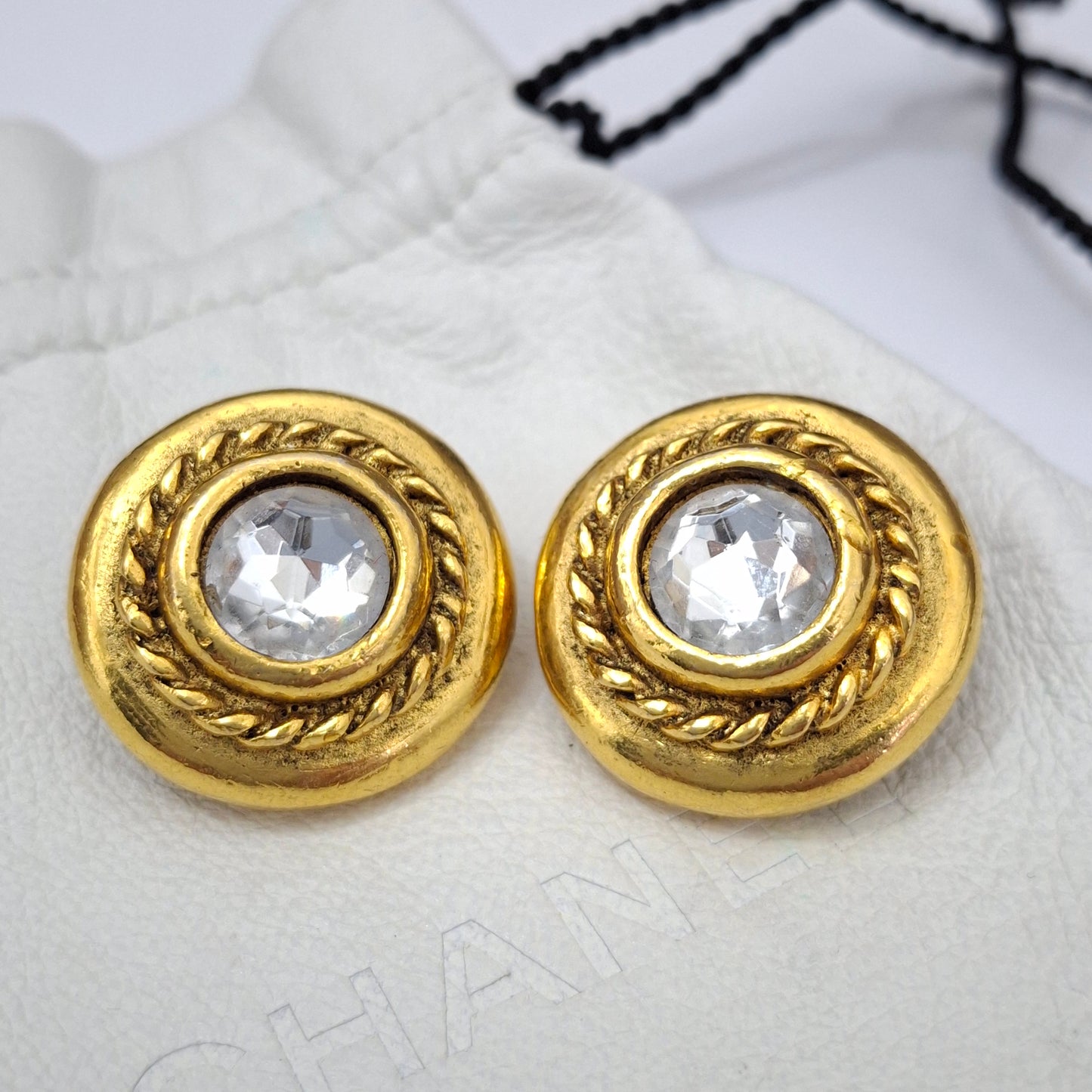 Vintage Chanel Crystal Gold Plated Earrings