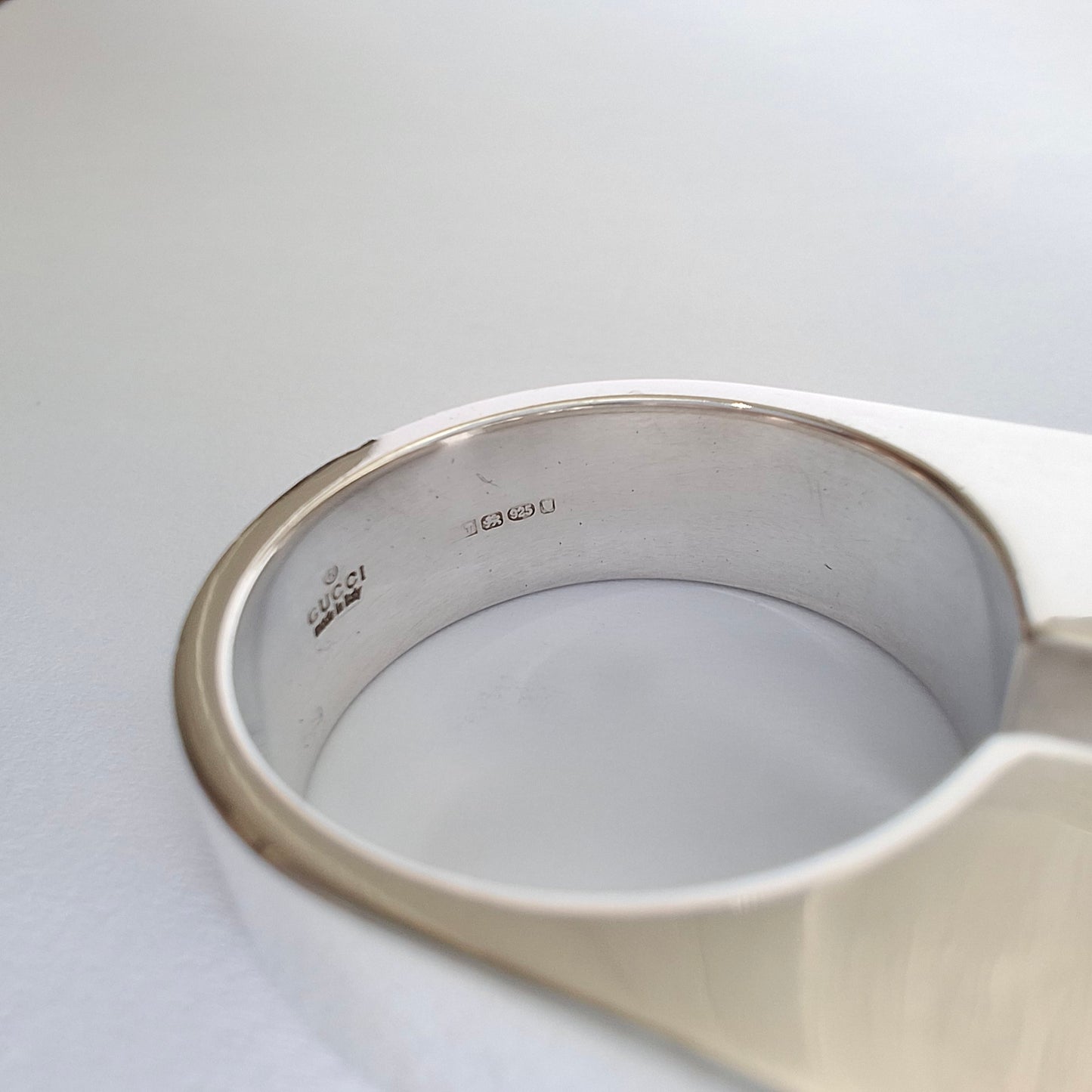 Gucci Solid Silver Ring with Original Box