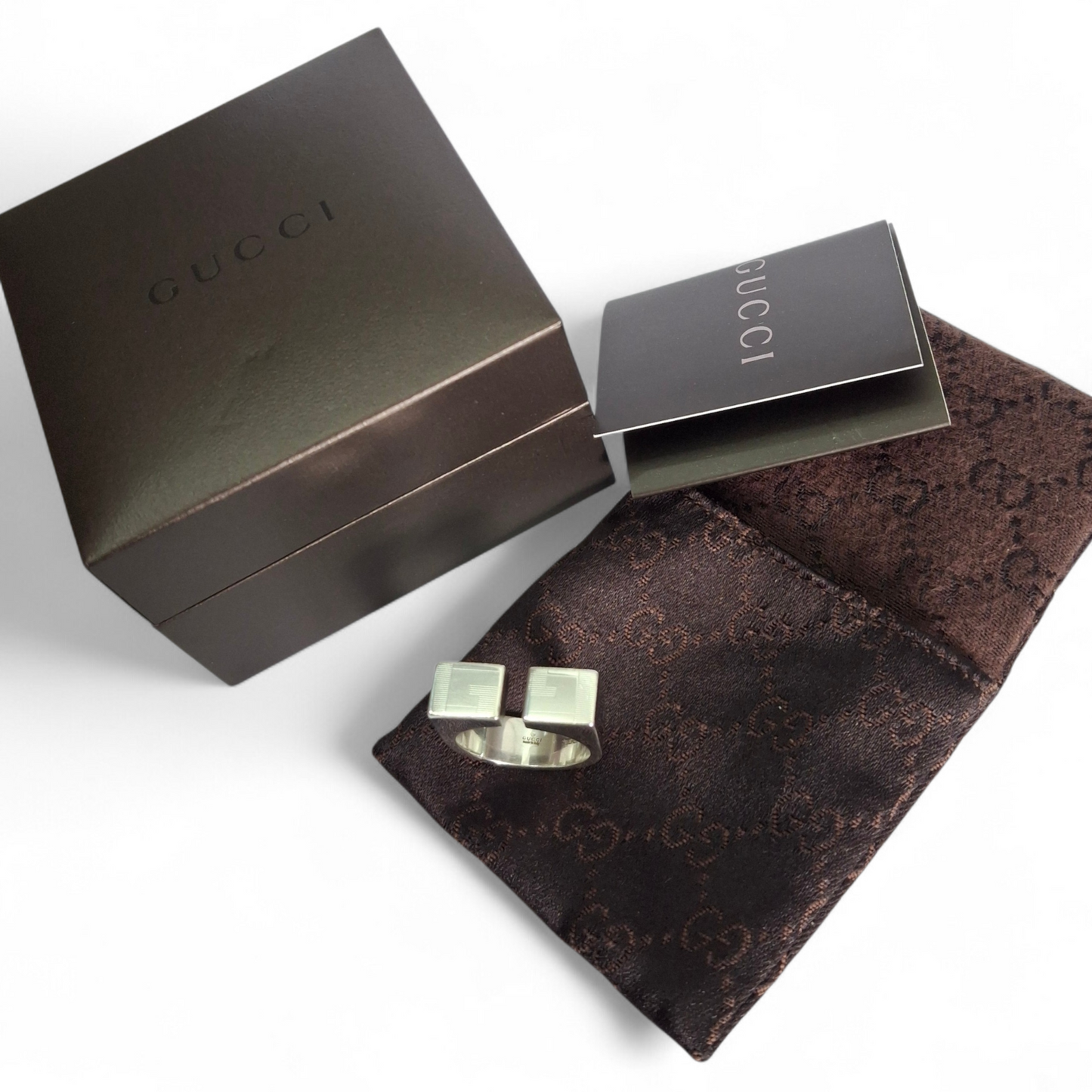 Gucci Solid Silver Ring with Original Box