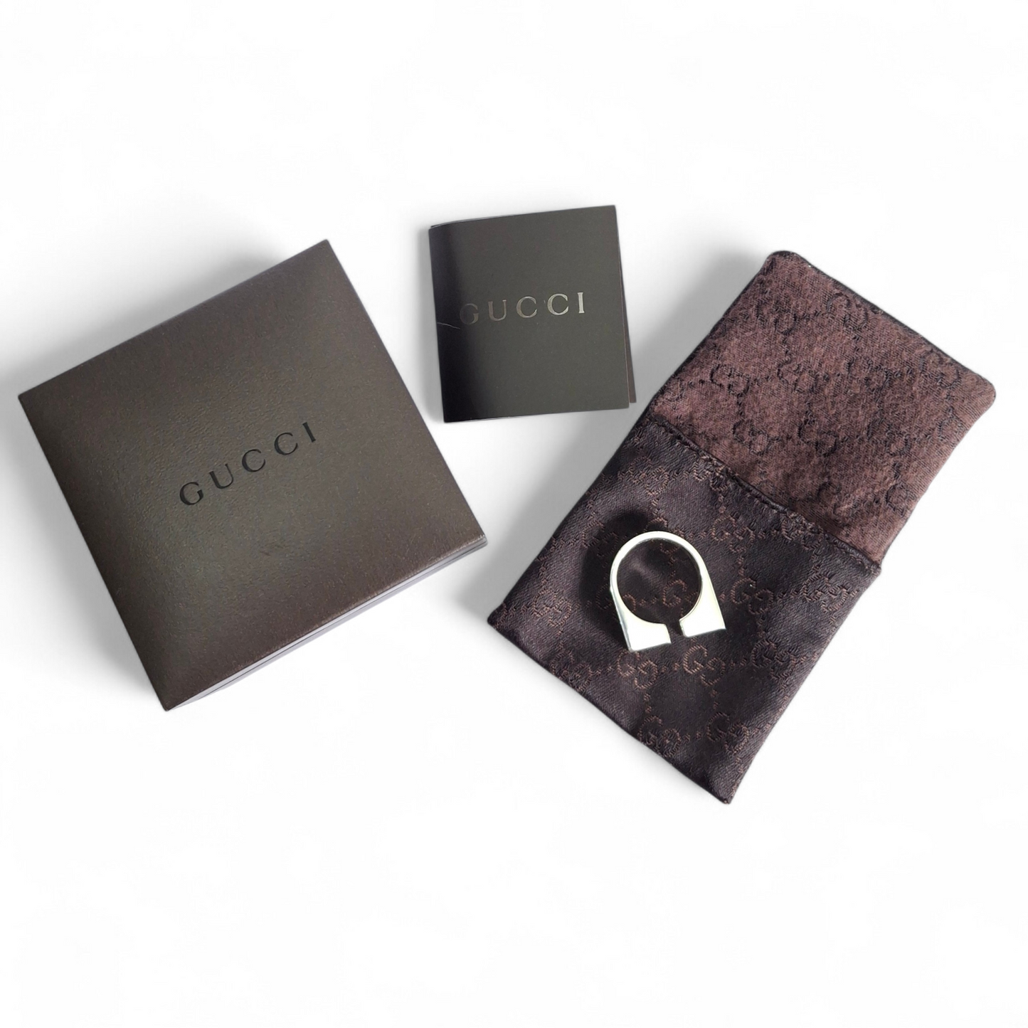 Gucci Solid Silver Ring with Original Box