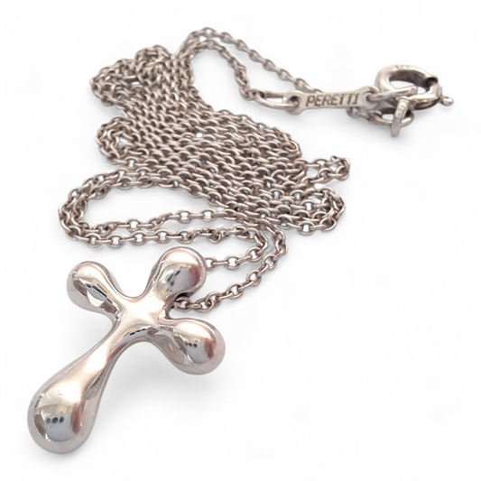 Vintage Elsa Peretti Tiffany & Co. Sterling Silver Cross Pendant Necklace