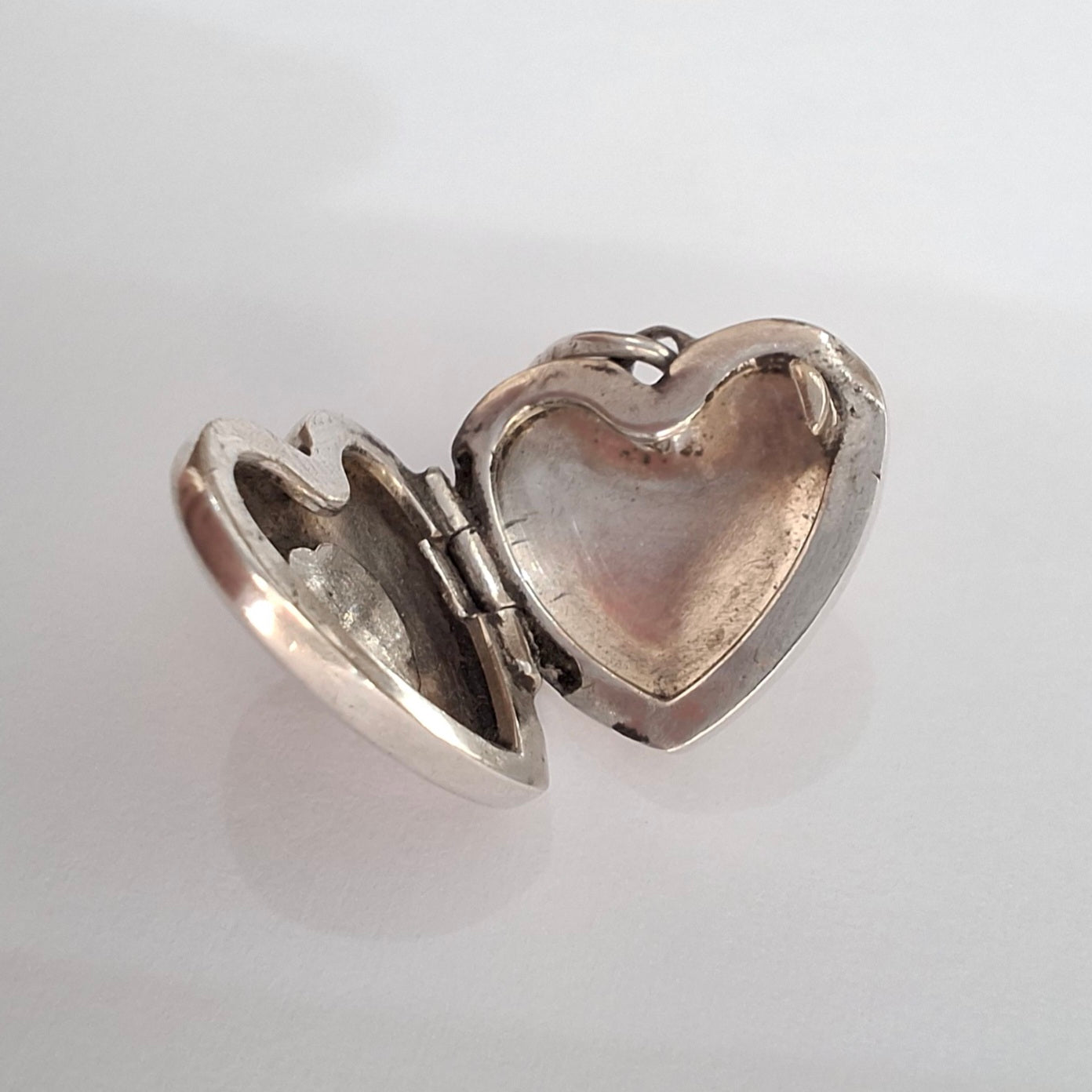 Vintage Tiffany & Co Triple Diamond   Heart Locket Charm in Sterling Silver